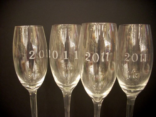 New Year's Eve Champagne Glasses with Armour Etch