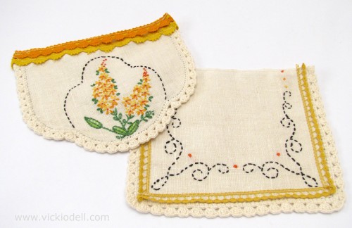 vintage embroidered linen cut and embellished