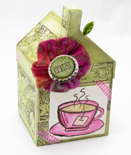 Mixed Media Gift Box Mixed Media - House shaped, paper mache, tea themed box