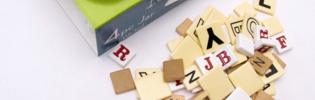 Letter tiles and glass jars