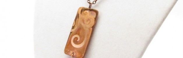 Etched Copper and Agate Necklace