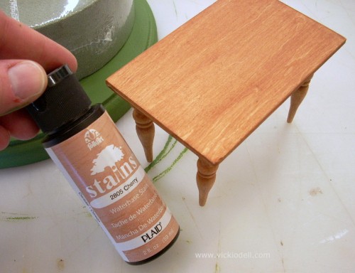 miniature table, folk art wood stains
