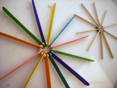 Trivet with Craft Sticks and Wooden Beads
