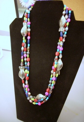 Mulit Strand Paper Bead Necklace