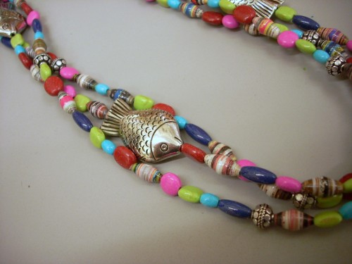 Mulit Strand Paper Bead Necklace