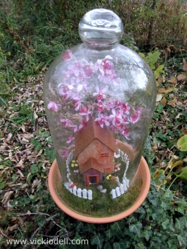 Sizzix house die, garden cloche, doll house miniatures