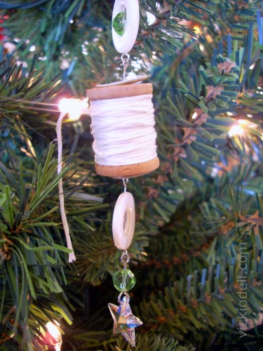 Mixed Media Wooden Spool Christmas Ornaments