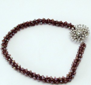 Spiral Seed Bead Necklace with Vintage Brooch