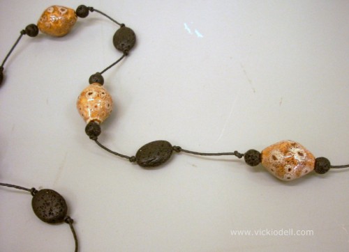 ceramic beads, lava beads, necklace, tutorial