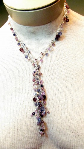 Easy to Make Jewelry - Chain and Crystal Lariat and Earrings - Simple loops and Swarovski Crystals