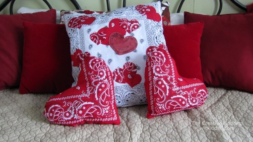 Valentine's Day Crafts - Small Heart Shaped Bandanna Toss Pillows 