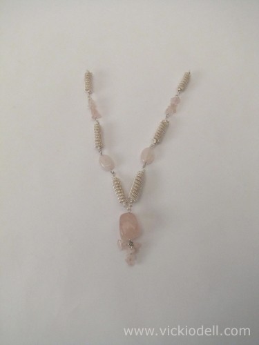 rose quartz beads, artistic wire, coiling gizmo