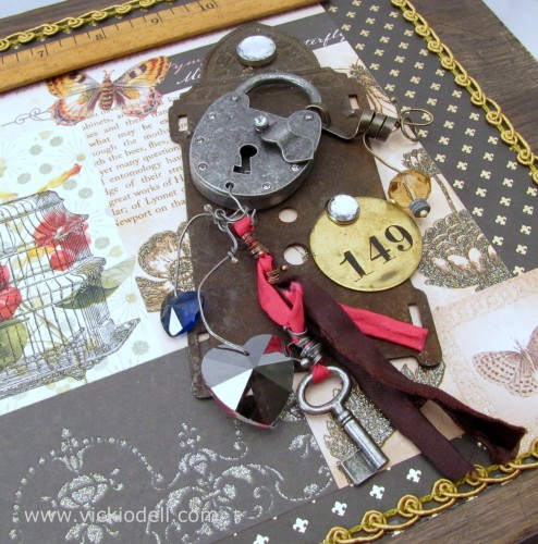Mixed Media Box, industrial chic elements, vintage finds