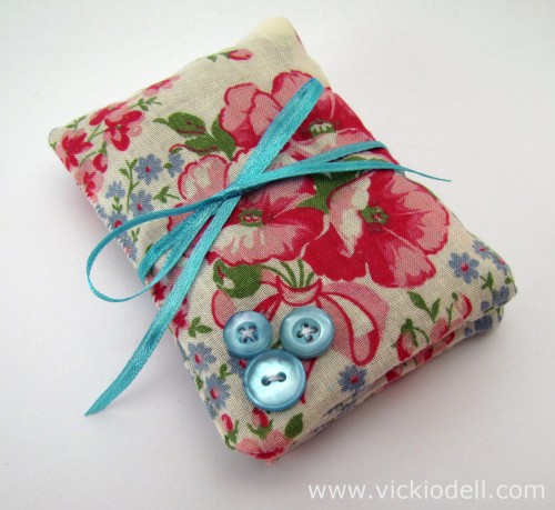 vintage hanky sachet, finished sachet with buttons and ribbon, lavender sachet