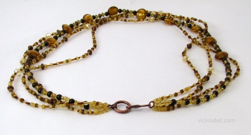 Jewelry Making: Amber, Copper and Gold Multi Strand Necklace