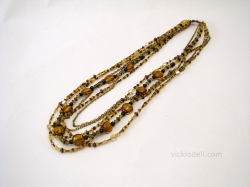 Jewelry Making: Amber, Copper and Gold Multi Strand Necklace