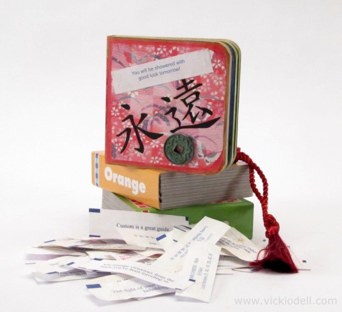 Mini Mixed Media Art Book with Fortune Cookie Fortunes
