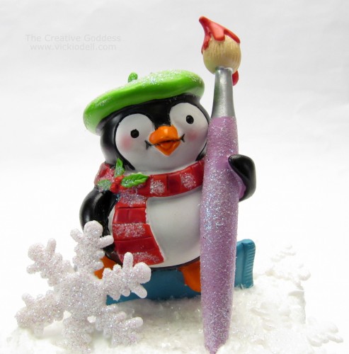 Penguin Christmas Ornament, Smoothfoam, Mixed Media Winter Decoration