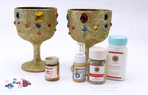 Thrift Store Floral Containers Turned Glitzy Holiday Decor