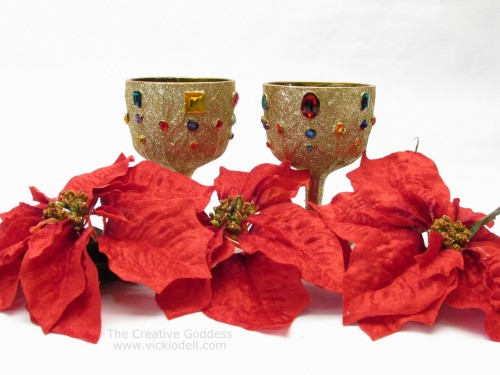 Thrift Store Floral Containers Turned Glitzy Holiday Decor