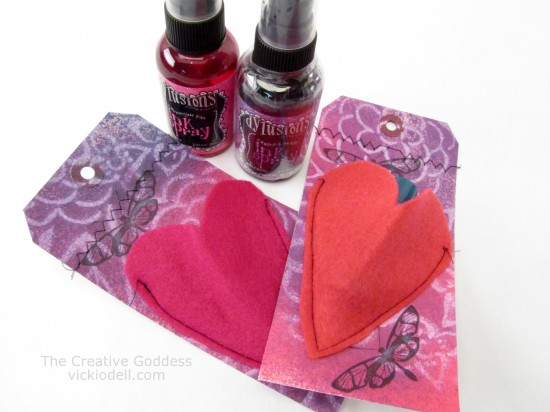 Valentine Gift Tags with Dylusions Ink Sprays