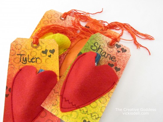 Valentine Gift Tags with Dylusions Ink Sprays