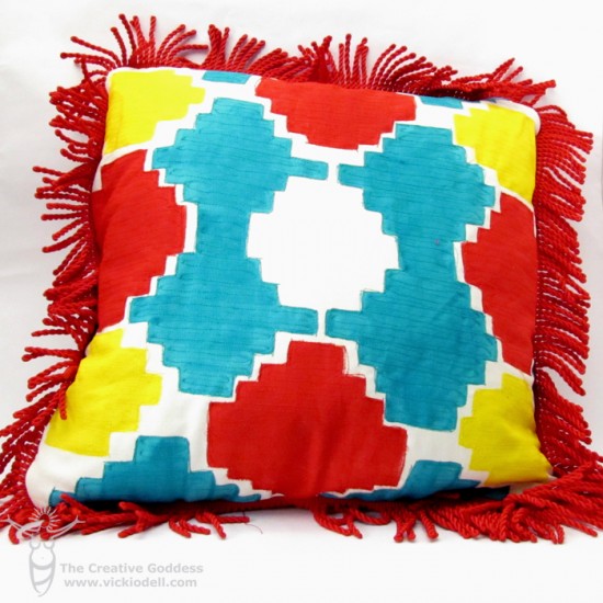IKAT Inspired Painted Pillow
