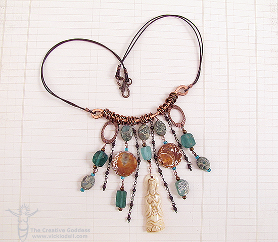 Copper and Roman Glass Necklace